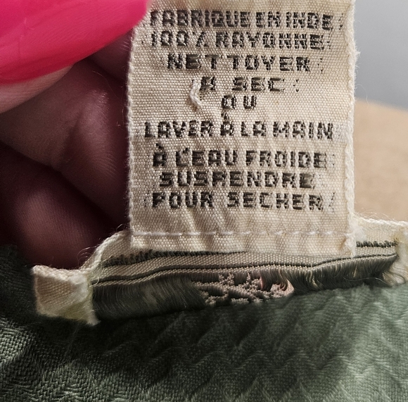 April Cornell Front Tie Button Up Sage Green Top 3/4 Sleeve Blouse Size Medium - Picture 9 of 13